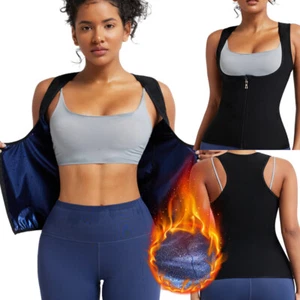 Women Sauna Sweat Vest Polymer Suit Tank Top Zipper Body Shaper Burn Weight Loss - Picture 1 of 16