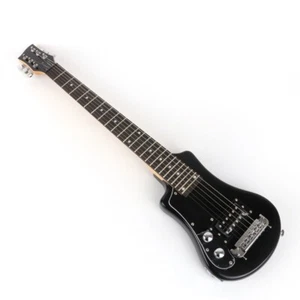 Chitarra Elettrica Portatile Sinistro Mini Viaggio Bambino con Cinghia Gigbag Nero - Foto 1 di 8