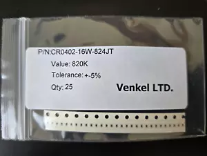 Resistencias SMT 0402 (1005 métricas) CR0402-16W-824JT 25 un. Venkel 820k ohmios ±5% - Imagen 1 de 1