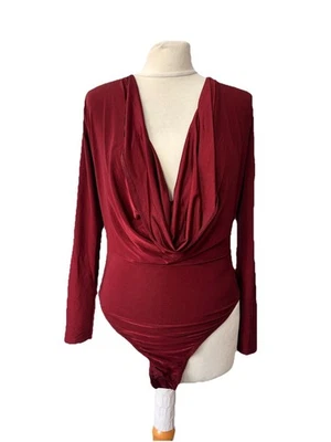 Missguided Burgundy Bodysuit Size 10 Long Sleeved Polyester Women’s - Image 1 of 4