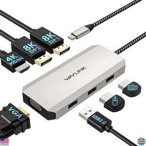 USB C Docking Station Dual DP HDMI VGA Ports for Windows Laptop, Dual Monitor - Afbeelding 1 van 6