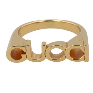 Misura Gucci: taglia M 15,5 773855 anello logo oro 4,93 g 017052 BS99 DDU - Foto 1 di 5
