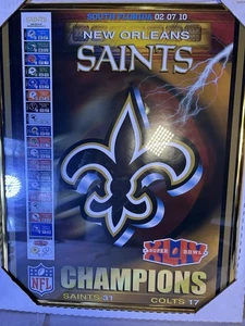 Vintage Rare New Orleans Saints Super Bowl XLIV Champion In Frame New - Bild 1 von 6