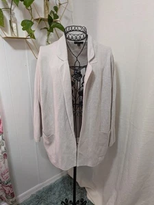 J Crew Ladies Size L Light Gray Cotton Merino Wool Knit Open Front Cardigan - Picture 1 of 6