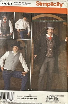 SMIPLICITY 2895 SZ 38-44 MEN'S FROCK COAT, VEST, SHIRT UNCUT - Image 1 of 2