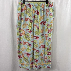Pigiama Pantaloni Nick & Nora Koi Fish & Lily Pads Blu/Verde Multicolore Taglia Large - Foto 1 di 11