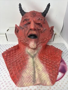 Latex Halloween Kopfbedeckung Teufel Maske Erwachsenengröße mit einem Rechtshänderhandschuh - Bild 1 von 6