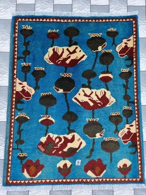 Vintage Afghan Rug Hand Wove Opium Rug Tribal Knotted  Made OF Wool  Rug - Image 1 of 4