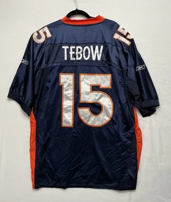 Camiseta cosida de fútbol americano de la NFL Reebok Onfield de los Denver Broncos Tim Tebow talla 56 #15 Foto 1 de 4