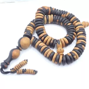 Hecho a mano Mouride Africano Ébano Madera Sufí Oración Cuentas Hilo África Comercio Senegal - Imagen 1 de 7