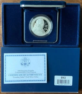 2006 P Ben Franklin Proof Silver One Dollar“Founding Father”Coin OGP. USMINT#BN3 - Picture 1 of 8