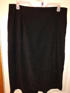 Womens Size 18/20 Black Long Velveteen Skirt Back Zipper, Elastic side, slit - Picture 1 of 6