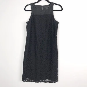 Yansi Fugel Womens Size 8 Black Sleeveless Lace Shift Dress Cotton Blend Keyhole - Picture 1 of 7