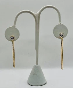 14k Yellow Gold Dangle Earrings with Heart Shaped C/Zs - Picture 1 of 3