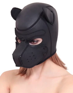 MASQUE CHIEN CHIENNE BDSM CAGOULE JEUX FÉTICHE EN COUPLE DOG LEATHER MASK SM - Photo 1/2