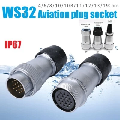 WS32 4pin-19pin IP67TQplug+ZQ docking socket aviation plug industrial connection - Image 1 of 4