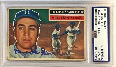 1956 Topps Duke Snider Brooklyn Dodgers Signed Auto Card #150 PSA DNA - Image 1 of 2