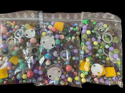 450 g Perlen Mix  Konvolut Metall Glas Muschel Polymer Acryl Bastlerbedarf #1-9 - Bild 1 von 4