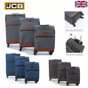 JCB Lightweight Luggage Suitcase, Quality Cabin Bag Case, 4 Easy Spinner Wheels - Picture 1 of 30