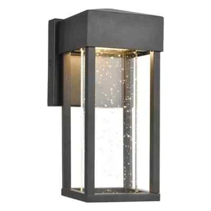 ELK LIGHTING EMODE LED OUTDOOR WALL SCONCE MATTE BLACK SEEDED GLASS 10"T 45279 - Picture 1 of 3