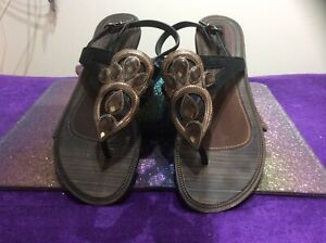 Grendha Ivete Black Jewel Back Strap Sandals - Size UK 7, EU 40