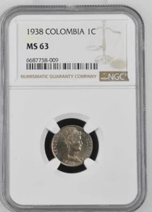 Colombia 1 Centavo 1938 NGC MS 63 - Picture 1 of 2