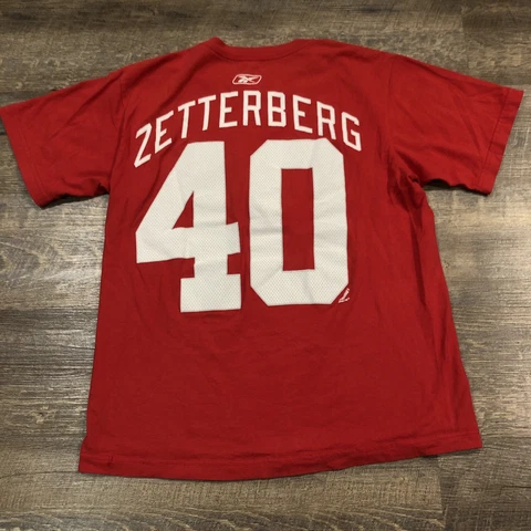 Detroit Red Wings Henrik Zetterberg Shirt Adult Medium Red Reebok Men Cover