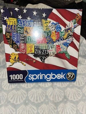 New Springbok State Plates USA Map 1000 piece jigsaw puzzle 762mm x 610mm (sk) - Image 1 of 4
