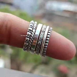 Solid 925 Sterling Silver Handmade Women Popular Stackable Ring, All Size M1472 - Picture 1 of 7
