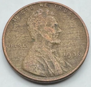1936 Lincoln Wheat Cent - 1C -Woody - Wood Grain - Improper Alloy - Ships Free - Picture 1 of 3