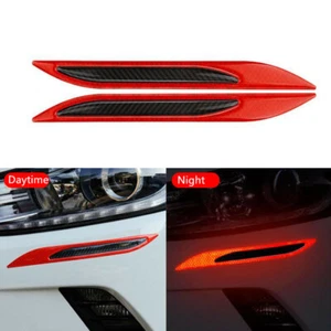 2pcs Red Reflective Car Door Bumper Hood Truck Safety Stickers Warning Strips - Foto 1 di 11