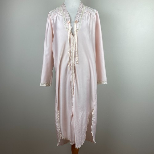 Camicia da notte Christian Dior Lingerie M rosa raso pizzo ricamo rosette vintage