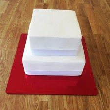Square Cake Board, Red Mirror Finish 3mm Acrylic Sizes 7' 9' 11' 13' 15' 17'
