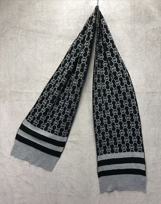 Michael Kors Bufanda Cuello 62 X 9 Negro Gris Metálico Monograma Multiusos Foto 1 de 4