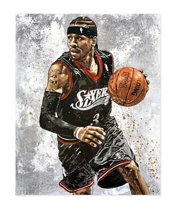 "A.I." Allen Iverson original Sixers painting, 24x30 inches - Picture 1 of 1