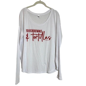 T-shirt donna manica lunga Touchdowns & Tortillas hublove Bella media bianca rossa - Foto 1 di 5