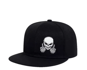 Skeleton Finger Skull Baseball Cap Snap Back Hat - Picture 1 of 6