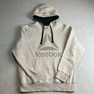 Reebok Mens Hoodie Gray Long Sleeve Drawstring Pullover Sweatshirt XL Rn 104141 - Foto 1 di 10