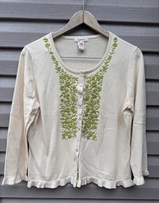 Cárdigan Sundance Catálogo Mezcla Seda Bordado Volantes Mujer Grande Foto 1 de 4