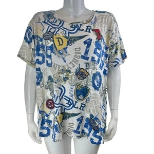 Disney Parks Patch Tee Shirt Disneyland Size 3X Blue White Yellow Red - Picture 1 of 11