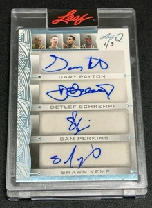 2024 Leaf Q Sonics Gary Payton, Schrempf, Sam Perkins Shawn Kemp QUAD Auto #1/3 - Picture 1 of 2