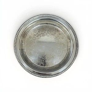 Vintage Wm.Rogers Silber Teller Serviertablett mit Fuß 858 verziert geätzter Seilrand - Bild 1 von 11