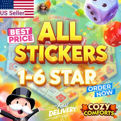 Gold sticker event/ All 1-6⭐ Monopoly Sticker Go🌸CHEAPEST 🔥 SUPER FAST🕘24/7 - Image 1 of 2