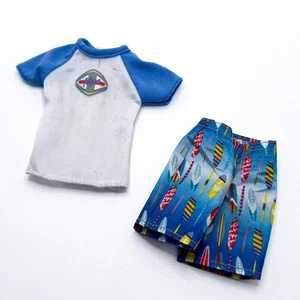 Summer Vacation Blue White Top Shorts Pants Fits Standard Fashionista Ken Doll - Picture 1 of 6