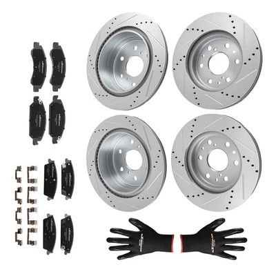 Kit de rotores de freno delanteros traseros y pastillas de freno de cerámica para Cadillac Escalade ESV 2015-20 Foto 1 de 4