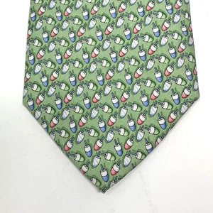 Corbata de pesca verde Vineyard Vines 60" bobbers 3,5" corbata de seda EE. UU. - Imagen 1 de 14