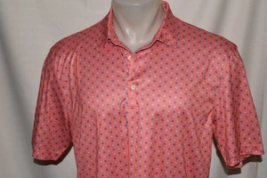 NWOT GREG NORMAN PLAY DRY Large Men's S/S Polyester Golf Shirt Pink Print - Picture 1 of 7