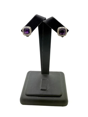 John Hardy Sterling Silver Chain Collection Purple Amethyst Square Stud Earrings - Image 1 of 4
