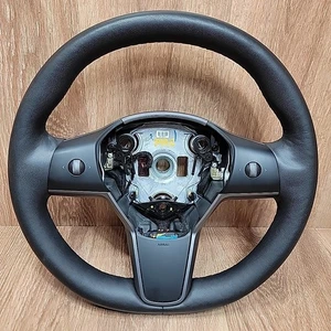 17-23 Tesla Model 3 Y Driver Leather Steering Wheel Heated 1490214-00-B OEM - Picture 1 of 21
