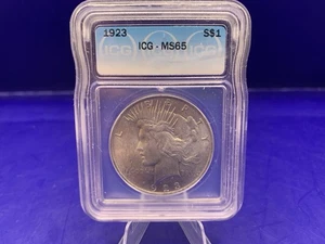 Dólar de plata Peace 1923 ICG MS65 gema ¡Envío gratuito! - Imagen 1 de 8
